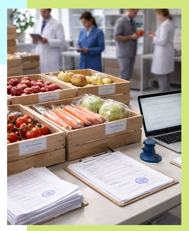 Сертификация овощей и фруктов в Пскове от 8628 р. | Алешин-Пск