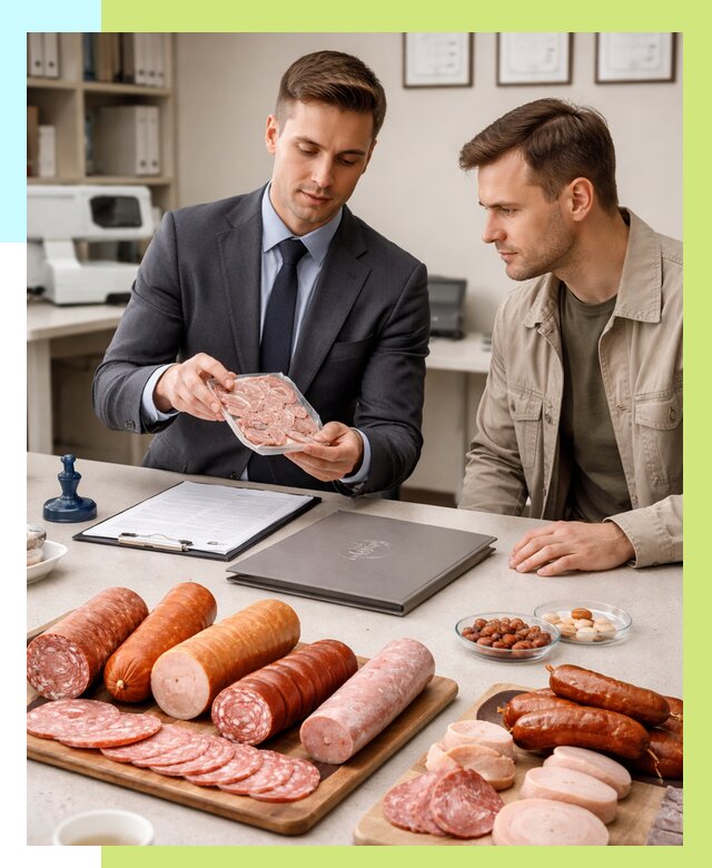 Сертификация колбасных изделий в Пскове от 7613 р. | Алешин-Пск