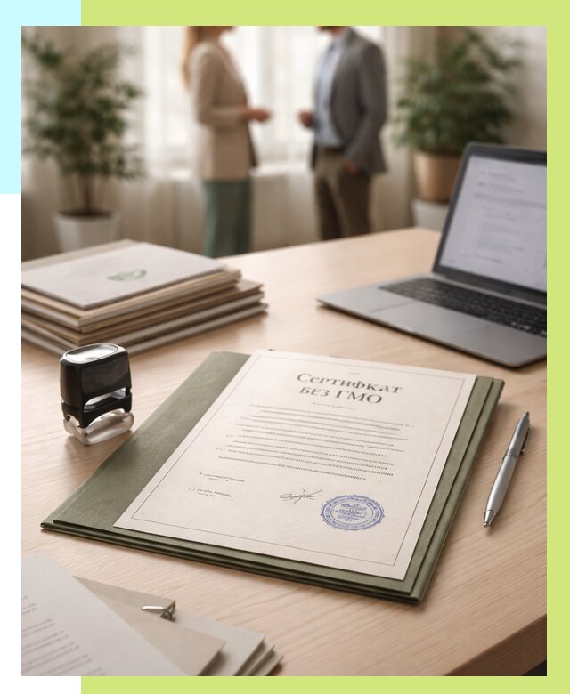 Сертификат без ГМО в Пскове от 7613 р. оформить срочно Алешин-Пск